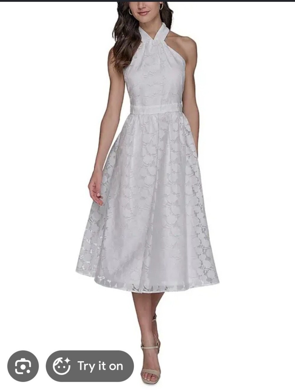 Karl Lagerfeld Paris Floral Burnout Dress In Soft White NWT